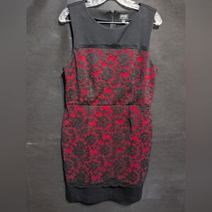 Nicole Miller Large sleeveless sheath dress with lace front